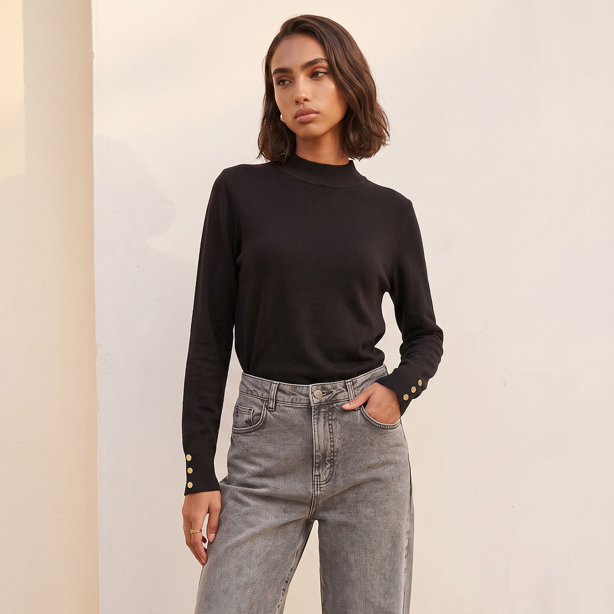 Splash Fav High Neck Textured Sweater-women-winterwear-cardigansandjumpers-jumpers-image-5