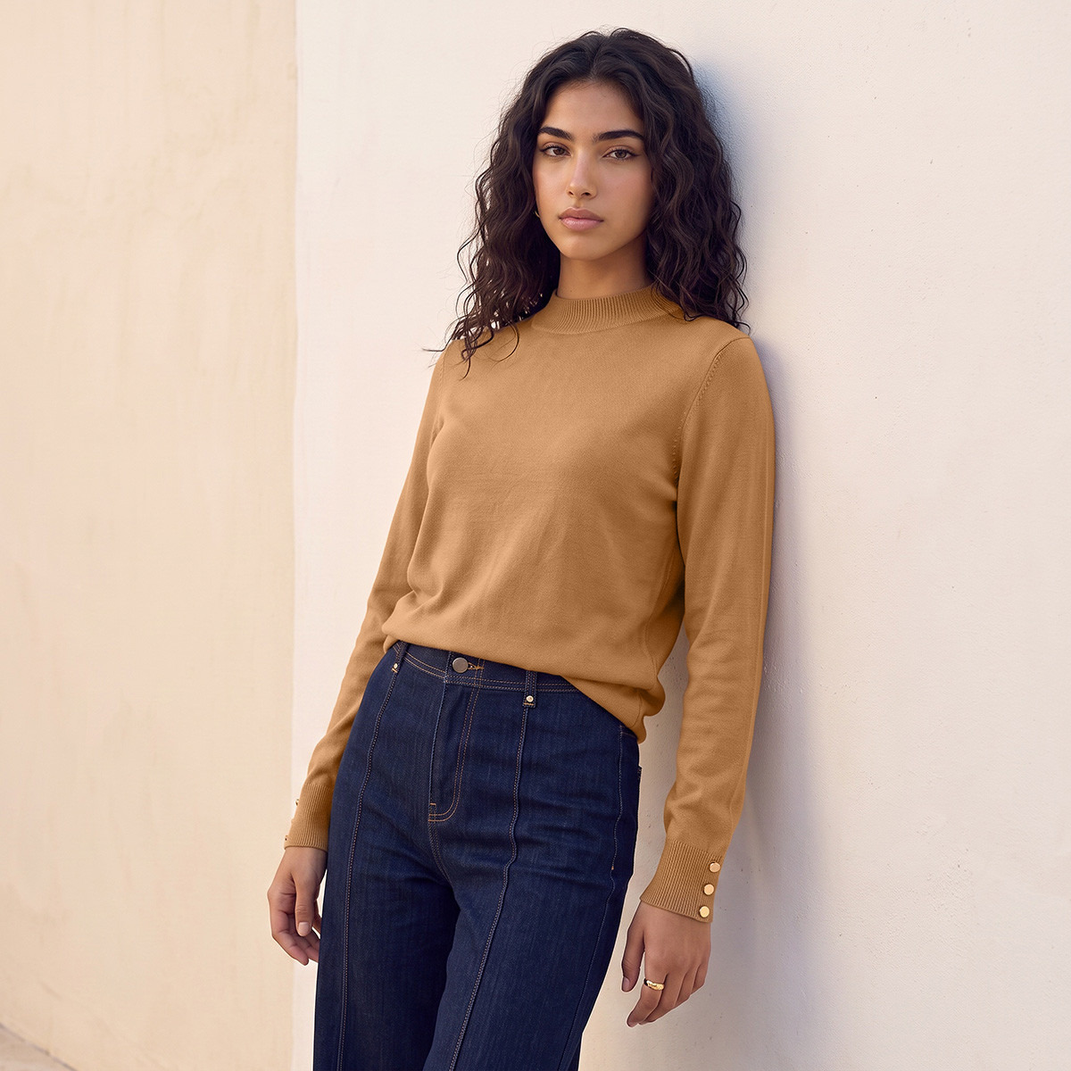 Splash Fav High Neck Textured Sweater-women-winterwear-cardigansandjumpers-jumpers-image-4
