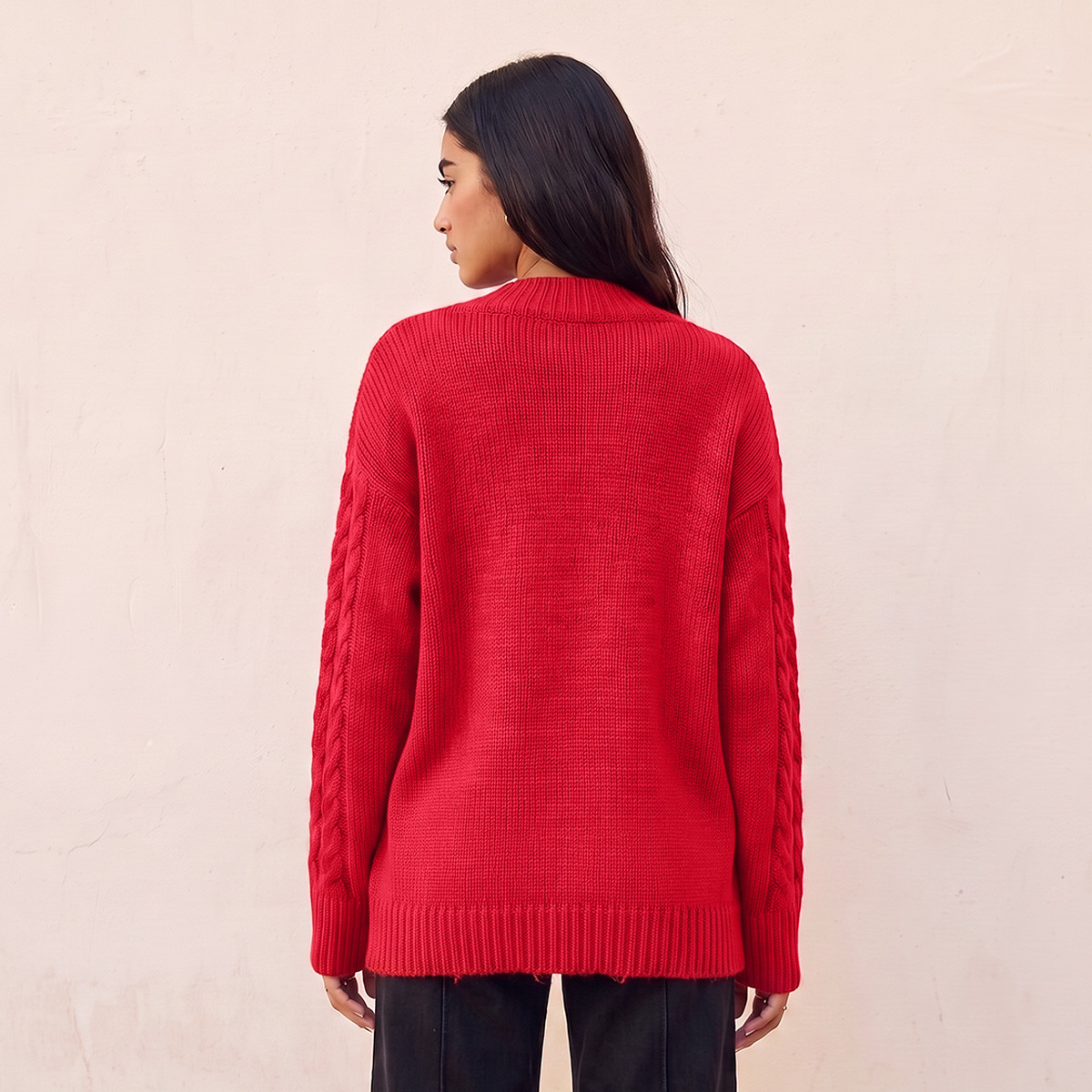 Splash Fav V-neck Cable Knit Sweater-women-winterwear-cardigansandjumpers-jumpers-image-3