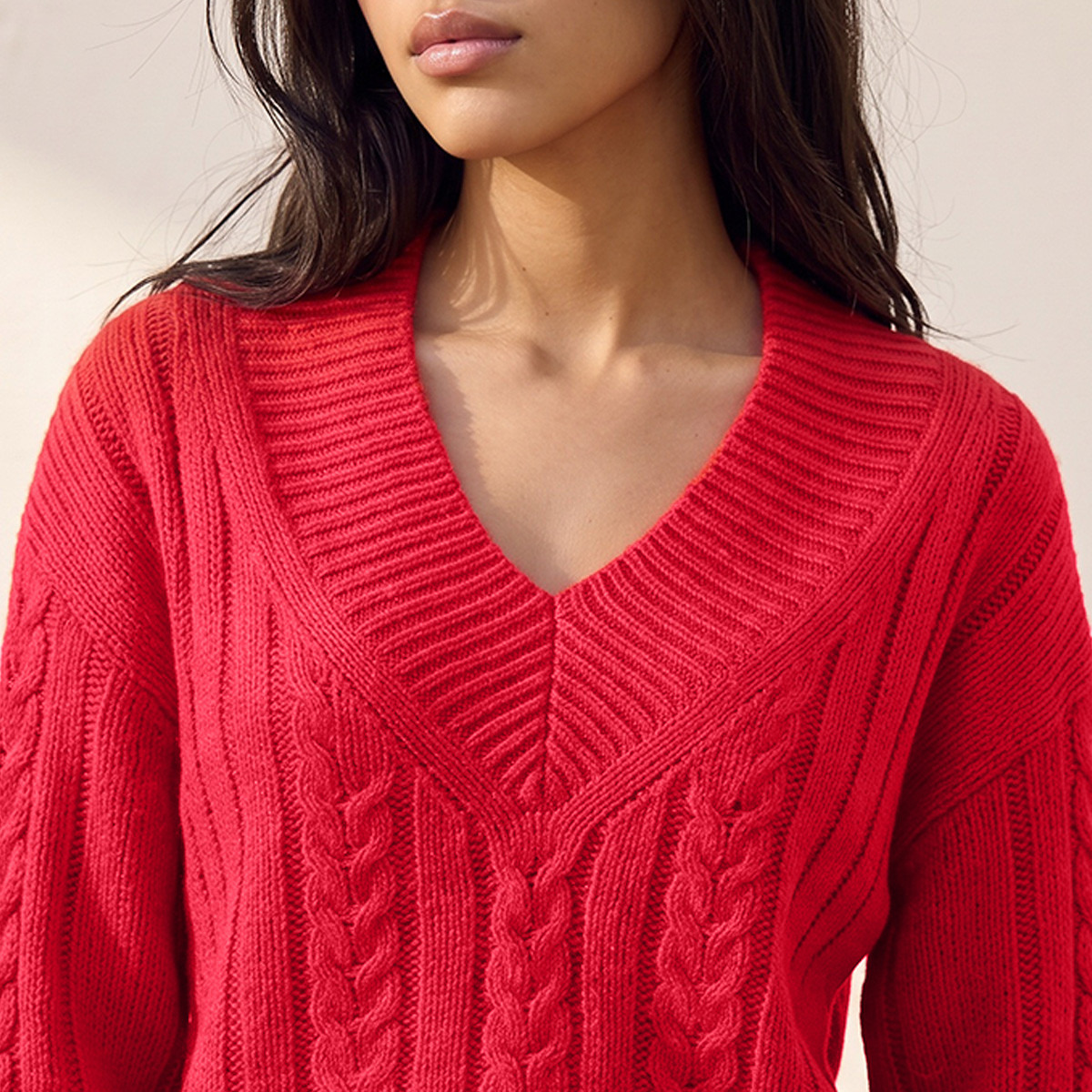 Splash Fav V-neck Cable Knit Sweater-women-winterwear-cardigansandjumpers-jumpers-image-5