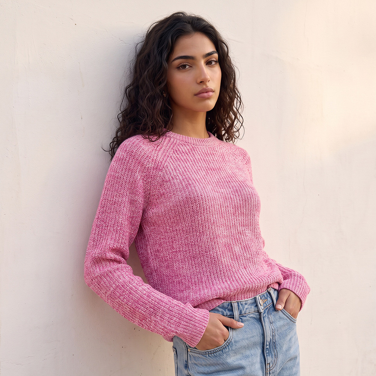 Splash Fav Crew Neck Textured Sweater-women-winterwear-cardigansandjumpers-jumpers-image-4