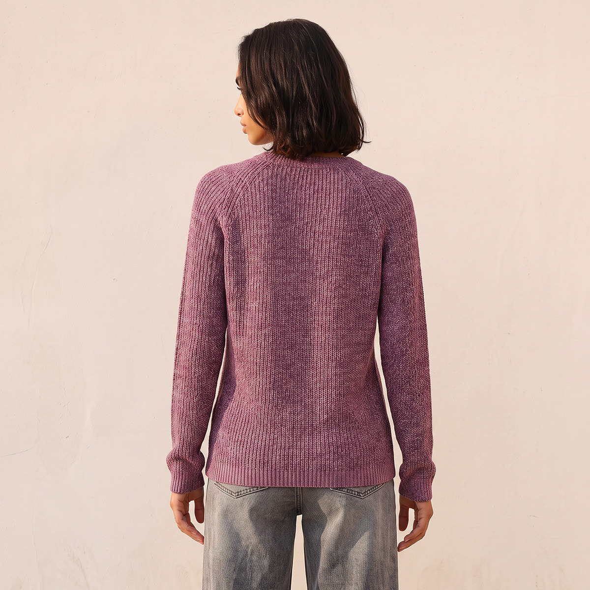 Splash Fav Crew Neck Textured Sweater-women-winterwear-cardigansandjumpers-jumpers-image-3