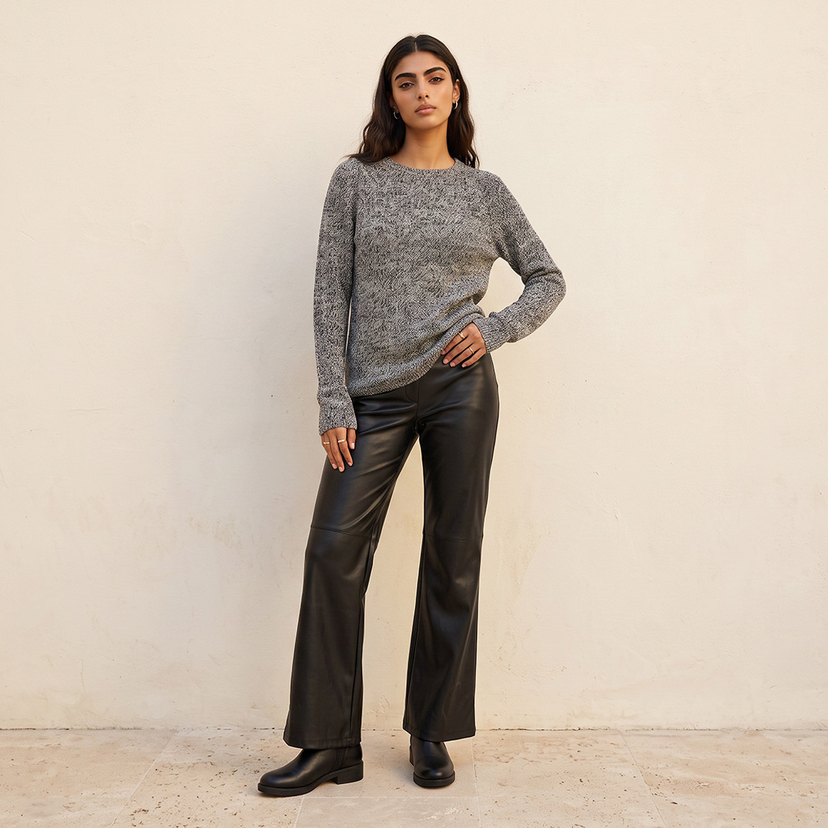 Splash Fav Crew Neck Textured Sweater-women-winterwear-cardigansandjumpers-jumpers-image-2