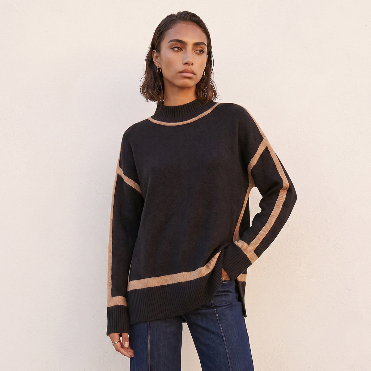 Splash Fav Crew Neck Textured Sweater-women-winterwear-cardigansandjumpers-jumpers-image-1