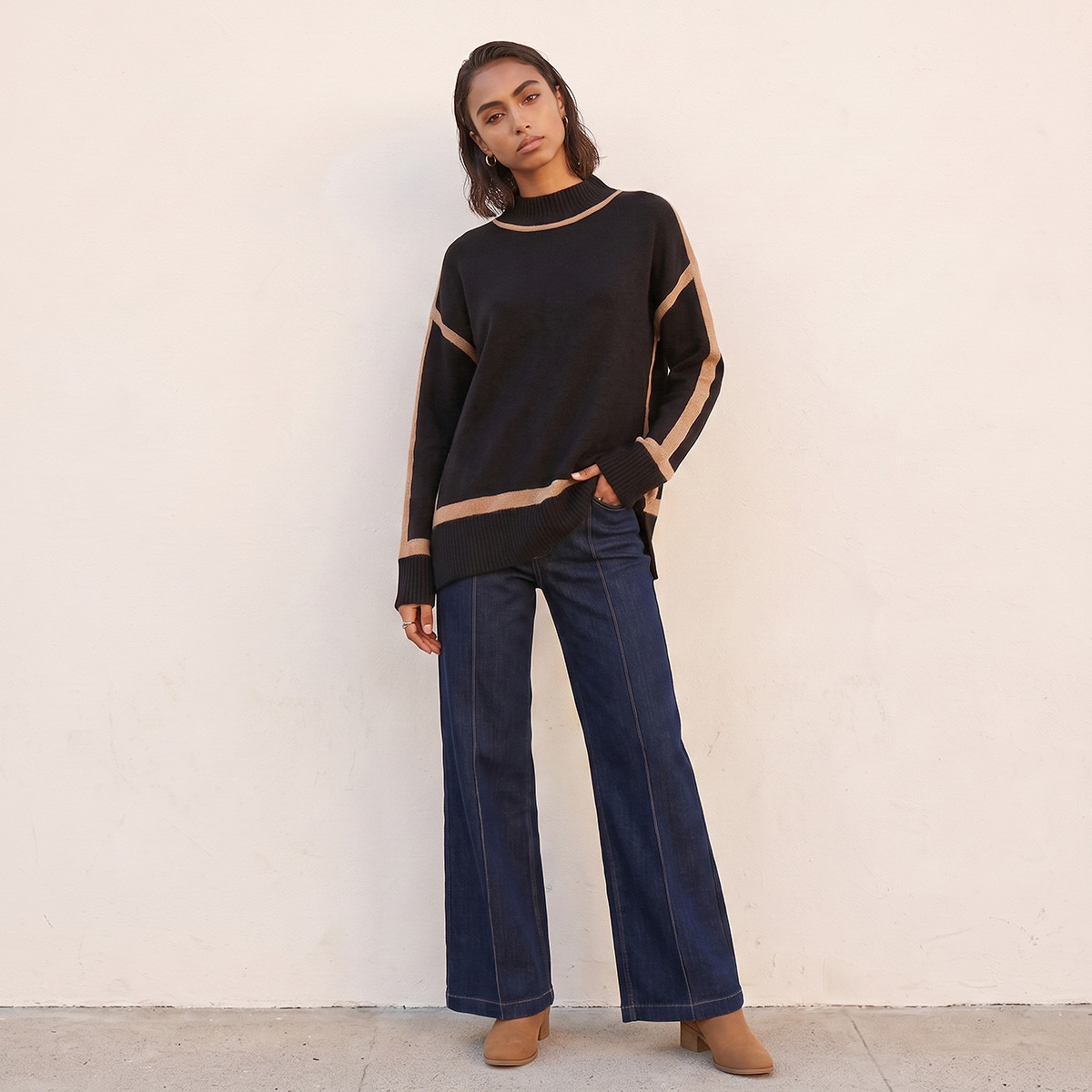 Splash Fav Crew Neck Textured Sweater-women-winterwear-cardigansandjumpers-jumpers-image-2