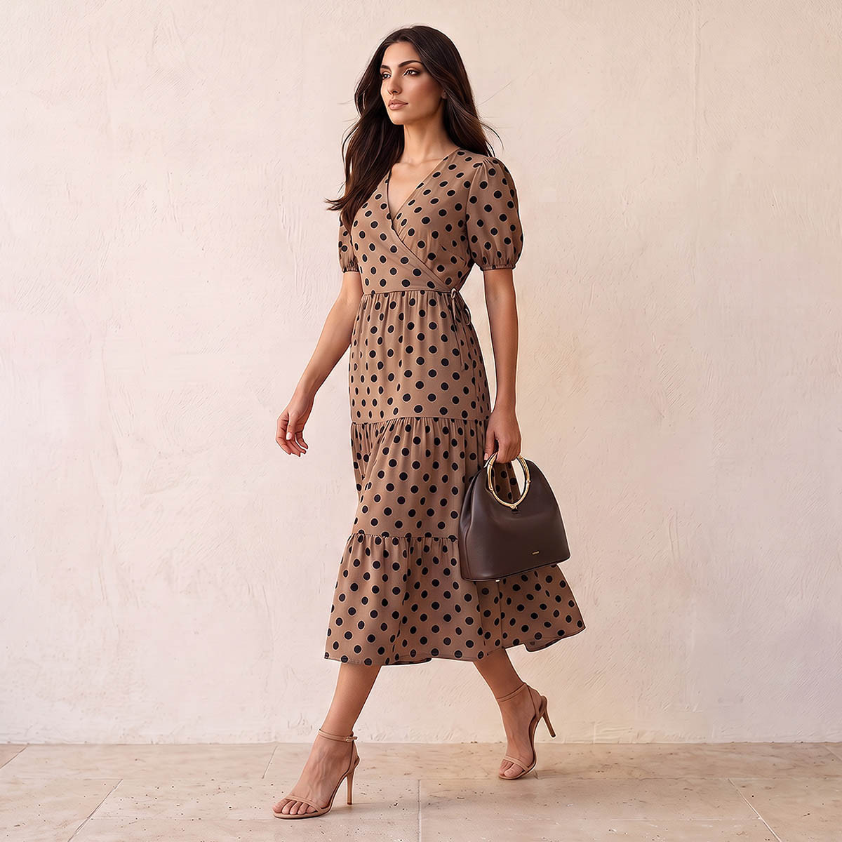 فستان ميدي منقط بتصميم طبقات من سبلاش فاف-women-clothing-dresses-image-3