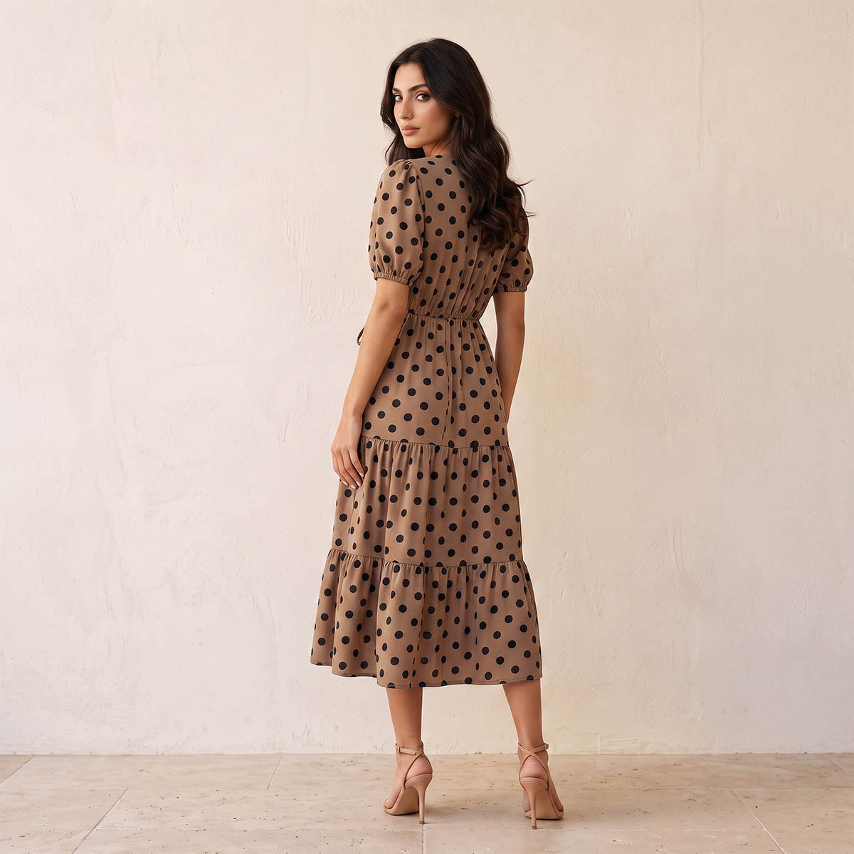 فستان ميدي منقط بتصميم طبقات من سبلاش فاف-women-clothing-dresses-image-4