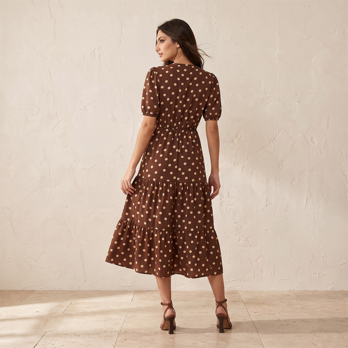 Splash Fav Tiered Midi Dress with Polka Dot Print-women-clothing-dresses-image-2