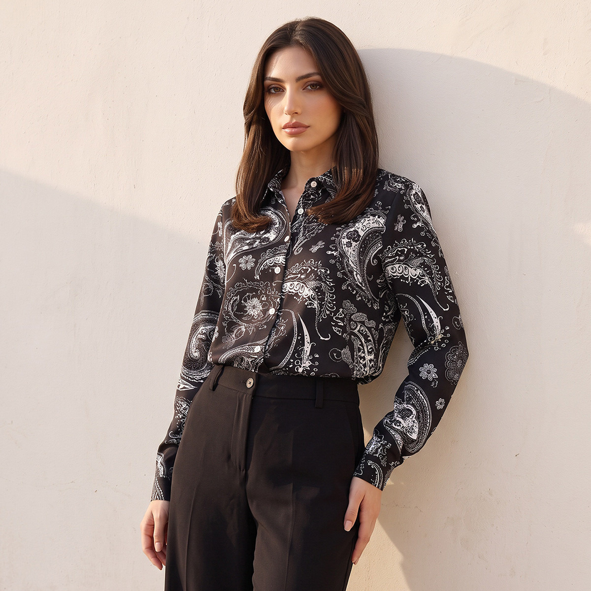 قميص بنقشة بيزلي وحواف غير متماثلة من سبلاش فاف-women-clothing-shirtsandblouses-shirts-image-1