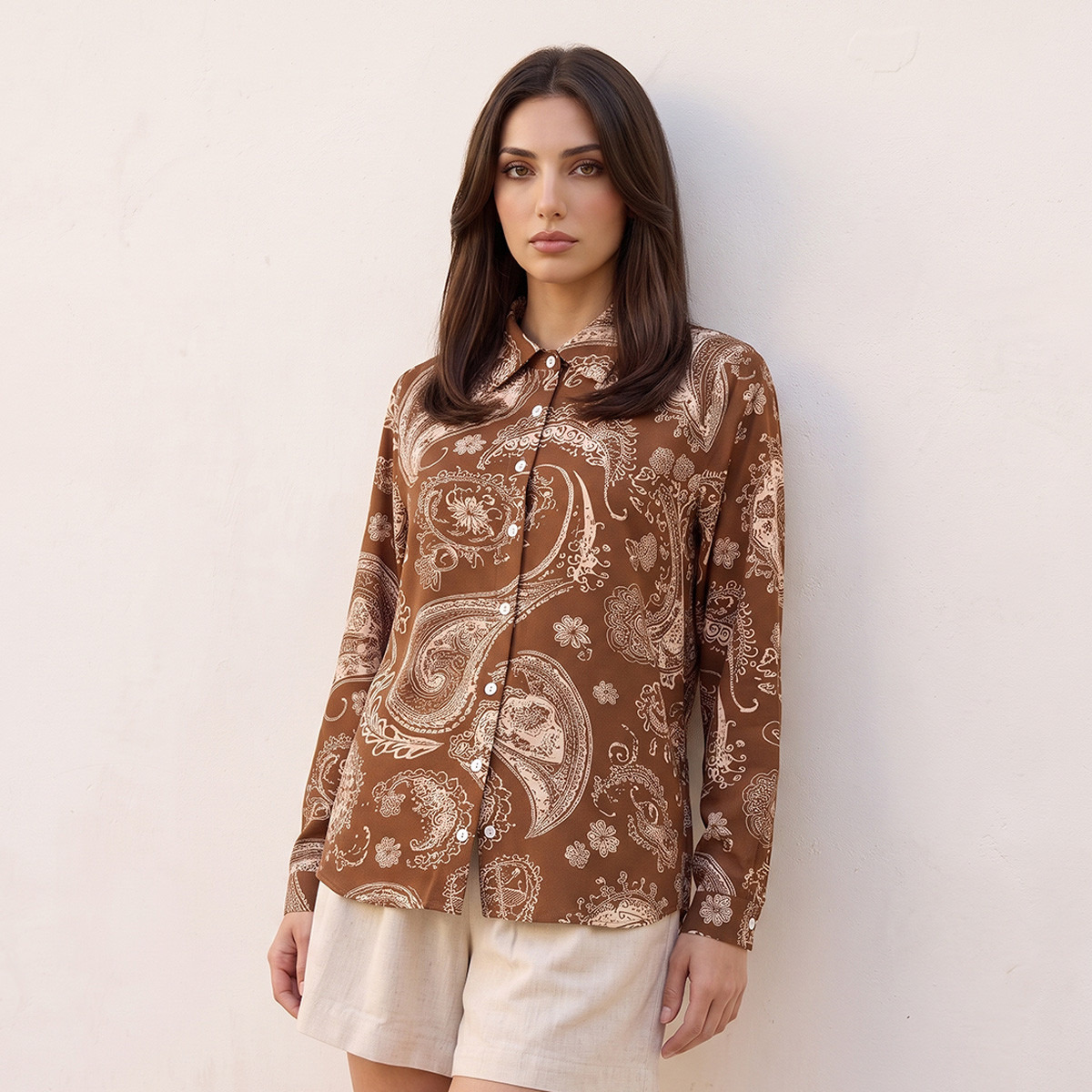 قميص بنقشة بيزلي وحواف غير متماثلة من سبلاش فاف-women-clothing-shirtsandblouses-shirts-image-1