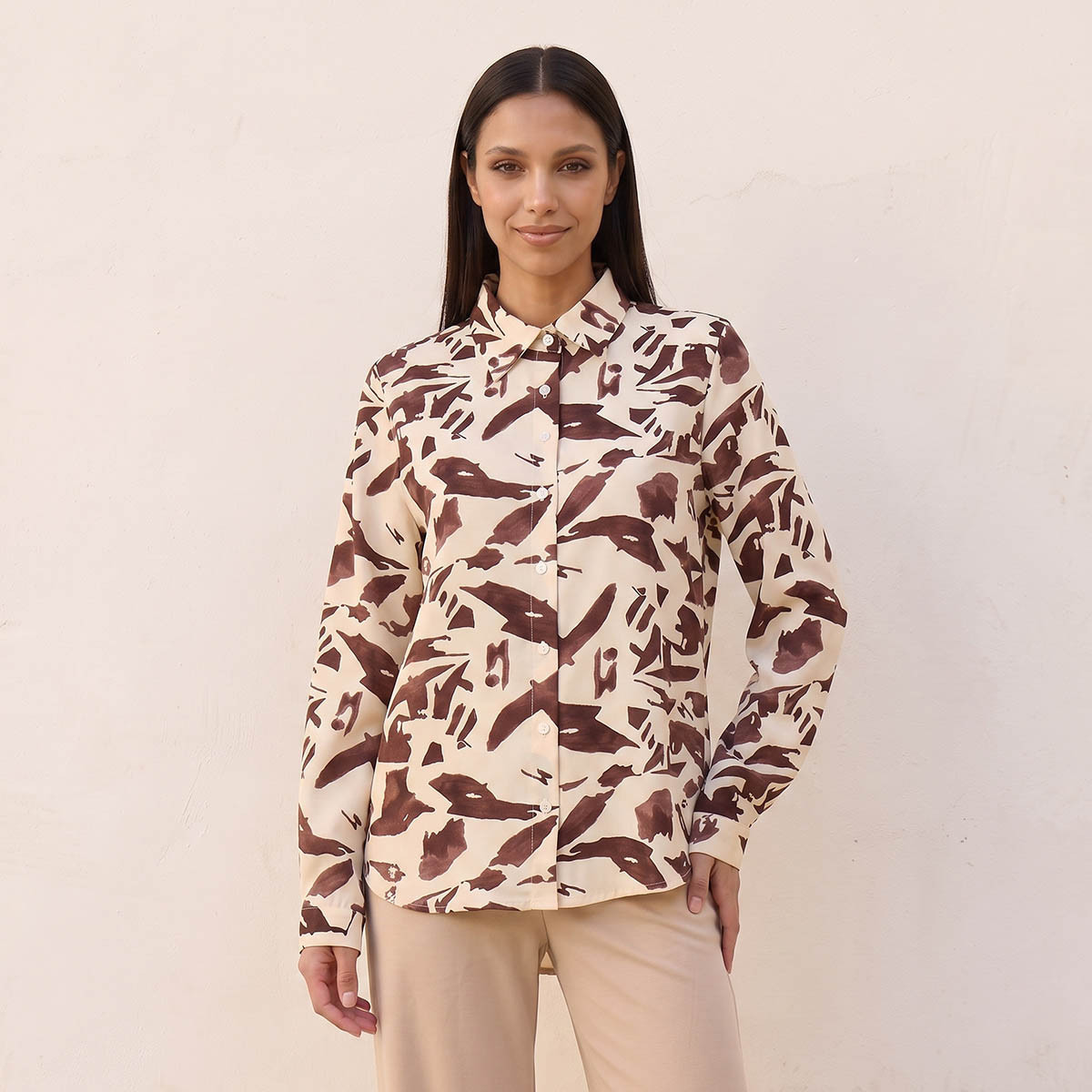 Splash Fav Abstract Print Shirt with High Low Hem-women-clothing-shirtsandblouses-shirts-image-1