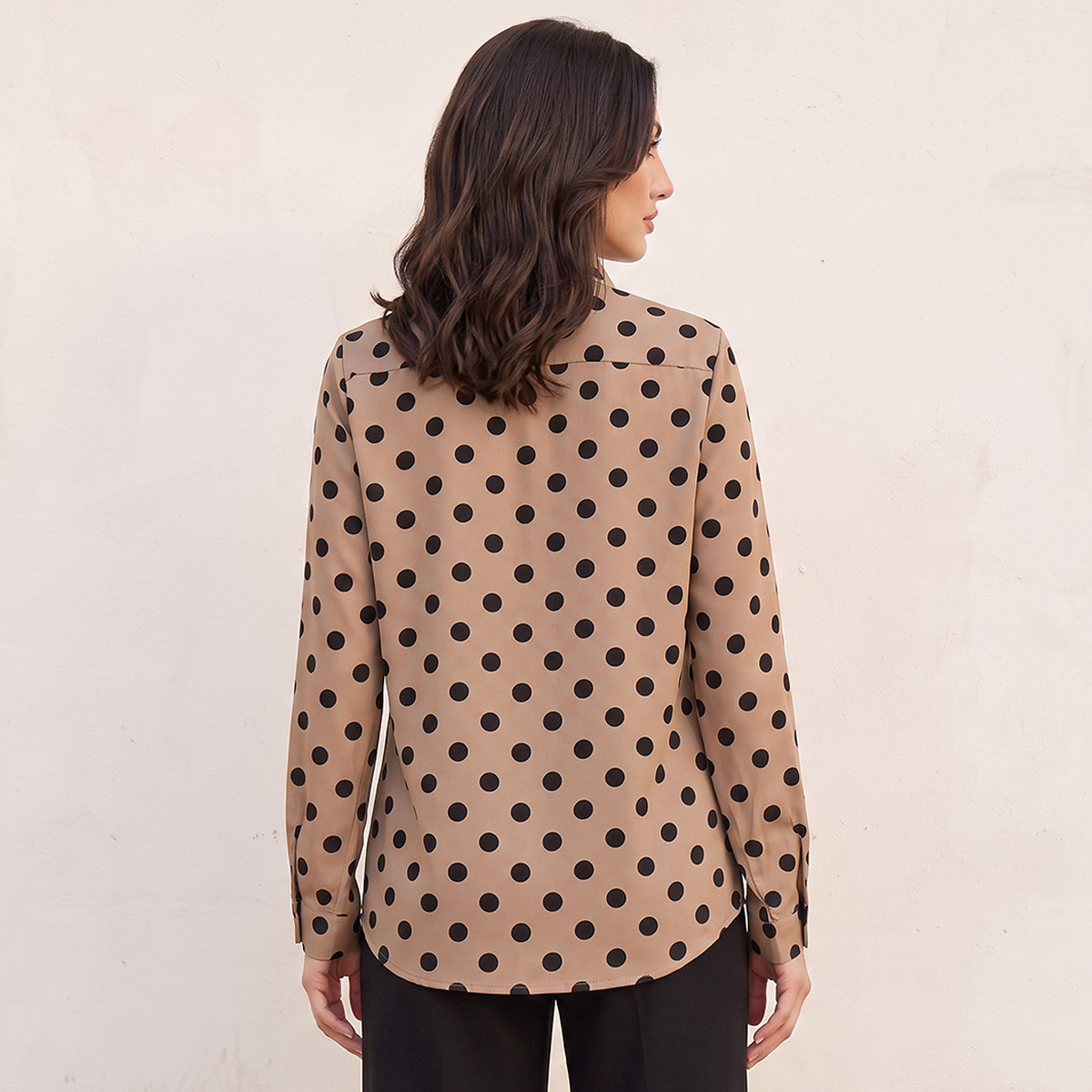 Splash Fav Polka Dot Print Shirt with High Low Hem-women-clothing-shirtsandblouses-shirts-image-4