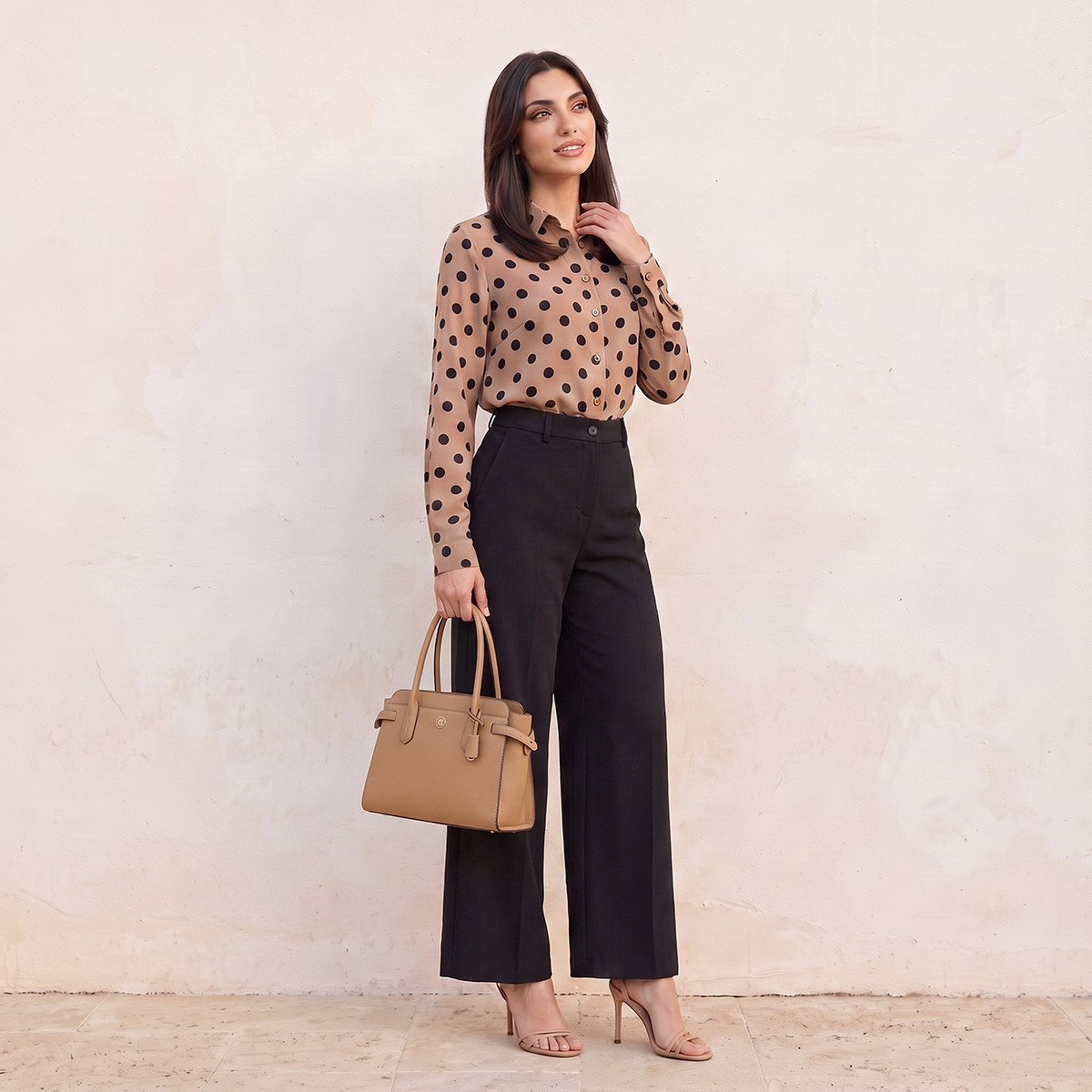 Splash Fav Polka Dot Print Shirt with High Low Hem-women-clothing-shirtsandblouses-shirts-image-5
