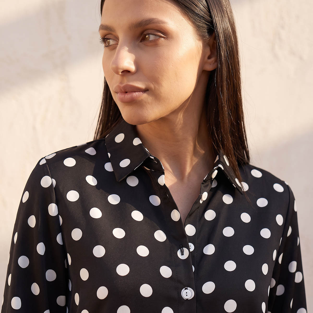 Splash Fav Polka Dot Print Shirt with High Low Hem-women-clothing-shirtsandblouses-shirts-image-7