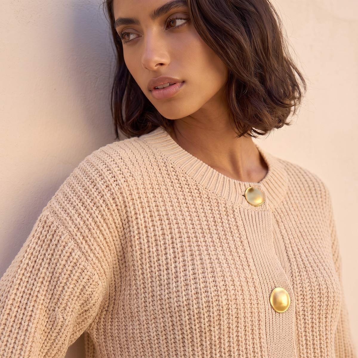 Splash Fav Crew Neck Textured Cardigan-women-winterwear-cardigansandjumpers-cardigans-image-4