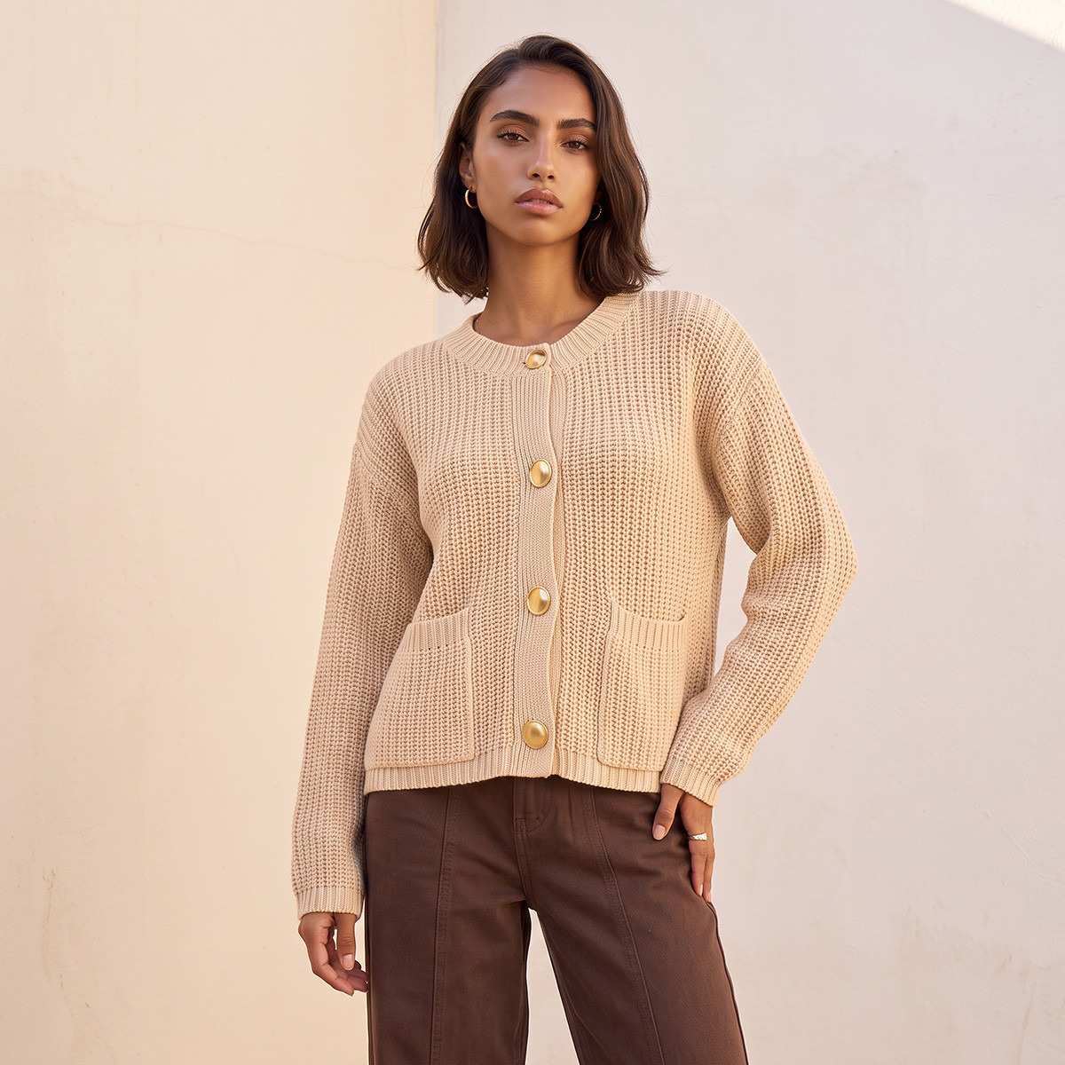 كارديجان بارز الملمس برقبة ضيقة من سبلاش فاف-women-winterwear-cardigansandjumpers-cardigans-image-5