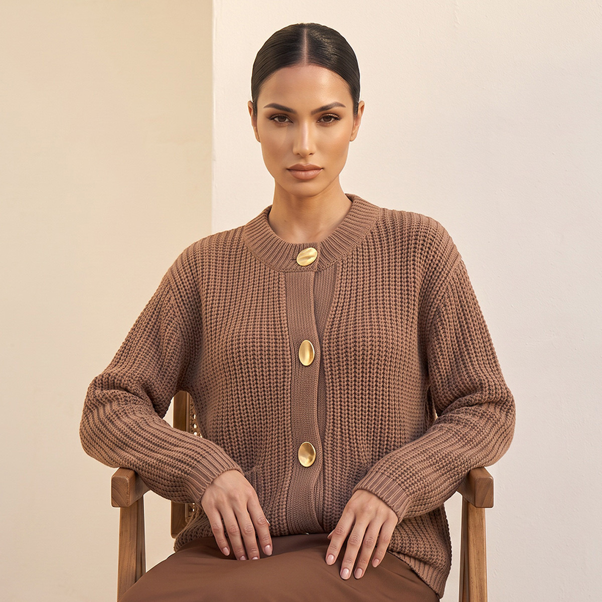 Splash Fav Crew Neck Textured Cardigan-women-winterwear-cardigansandjumpers-cardigans-image-6