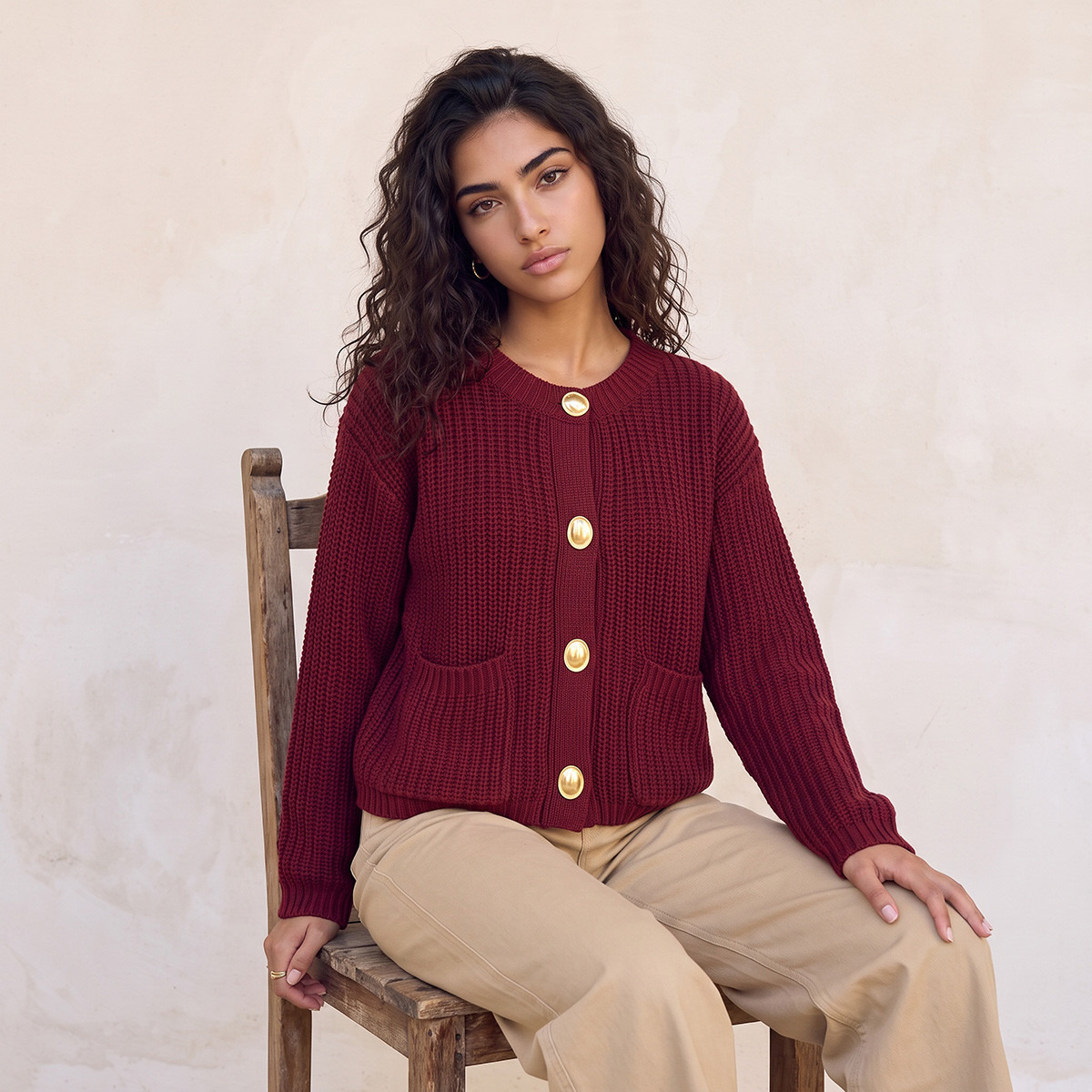 كارديجان بارز الملمس برقبة ضيقة من سبلاش فاف-women-winterwear-cardigansandjumpers-cardigans-image-17