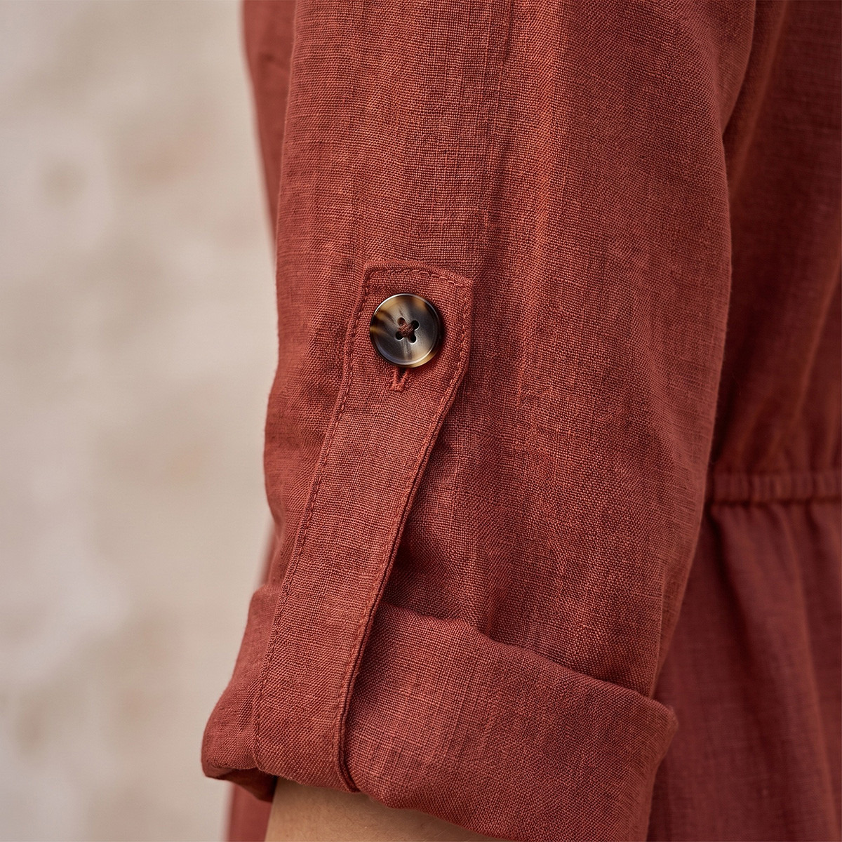 Splash Fav Linen Midi Shirt Dress with Roll-Up Sleeves-women-clothing-dresses-image-4