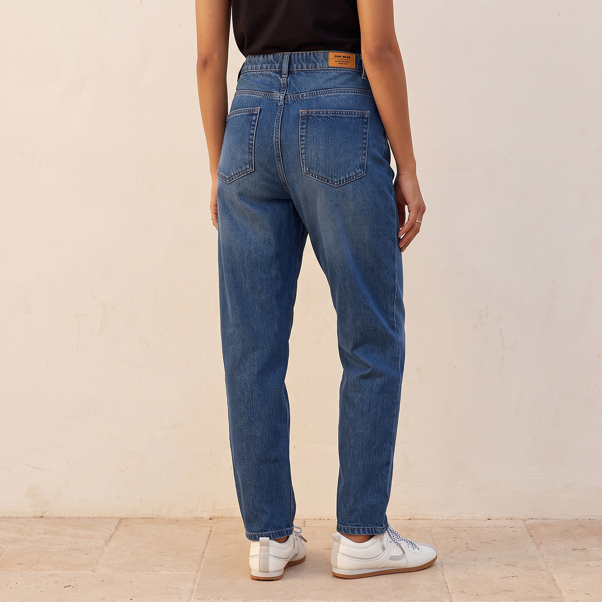 بنطلون جينز قطن بقصة موم وجيوب من سبلاش-women-clothing-bottoms-jeans-image-4