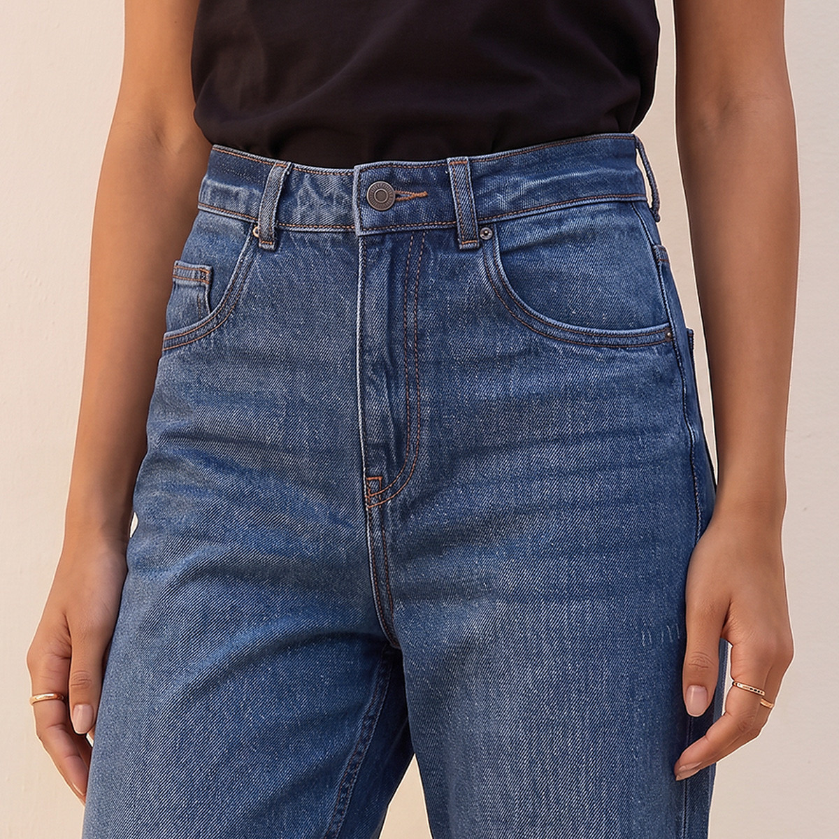 بنطلون جينز قطن بقصة موم وجيوب من سبلاش-women-clothing-bottoms-jeans-image-5