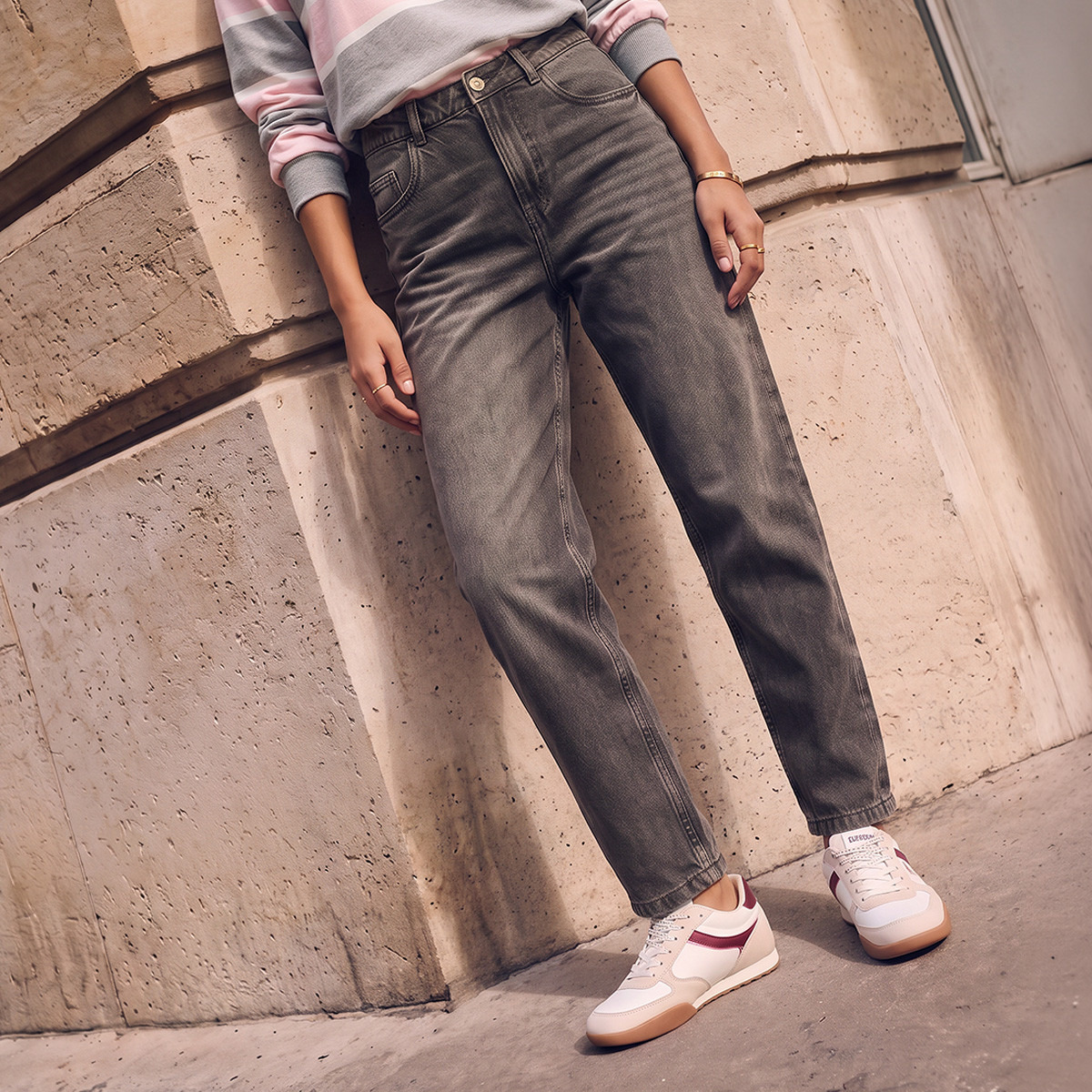 بنطلون جينز قطن بقصة موم وجيوب من سبلاش-women-clothing-bottoms-jeans-image-5