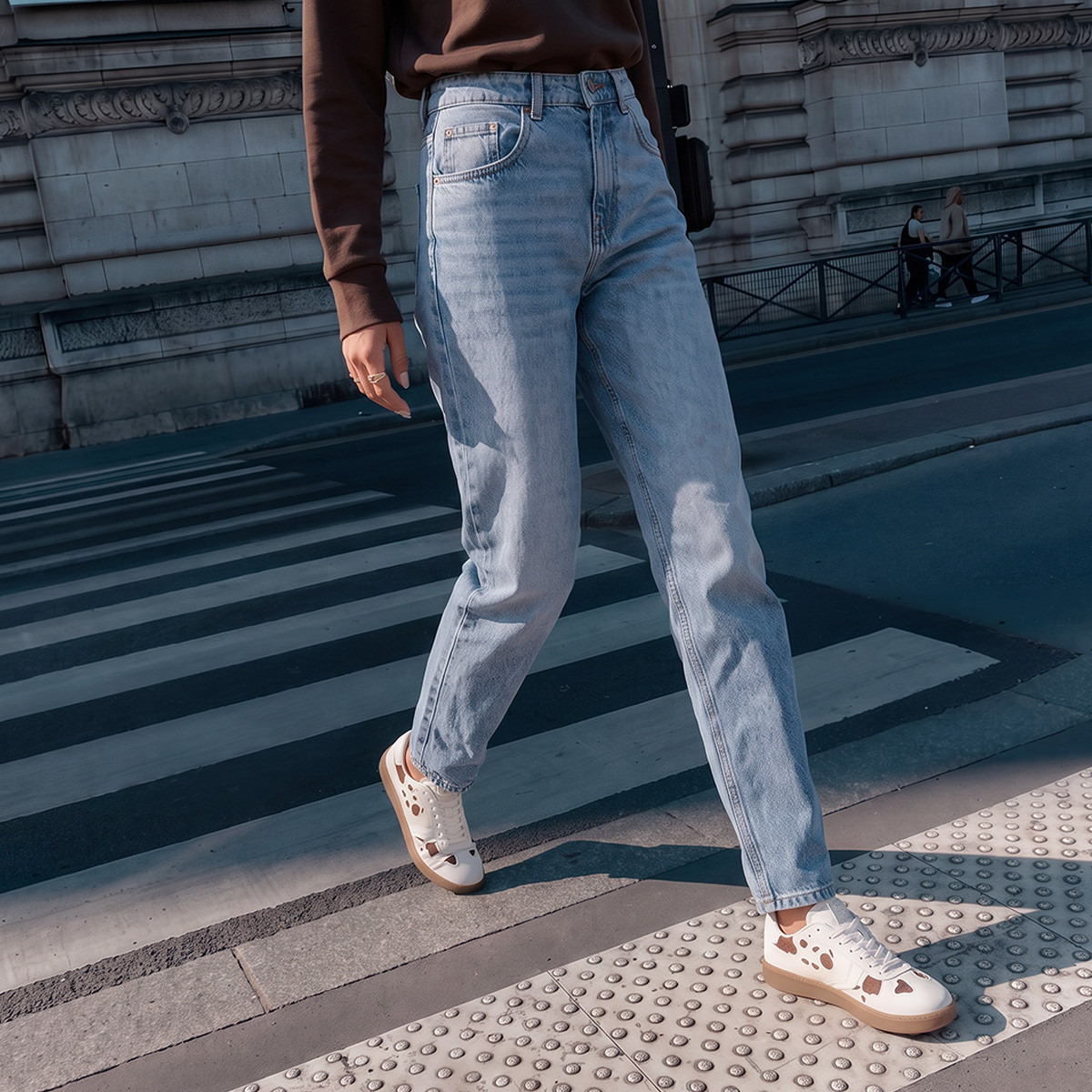 بنطلون جينز قطن بقصة موم وجيوب من سبلاش-women-clothing-bottoms-jeans-image-5
