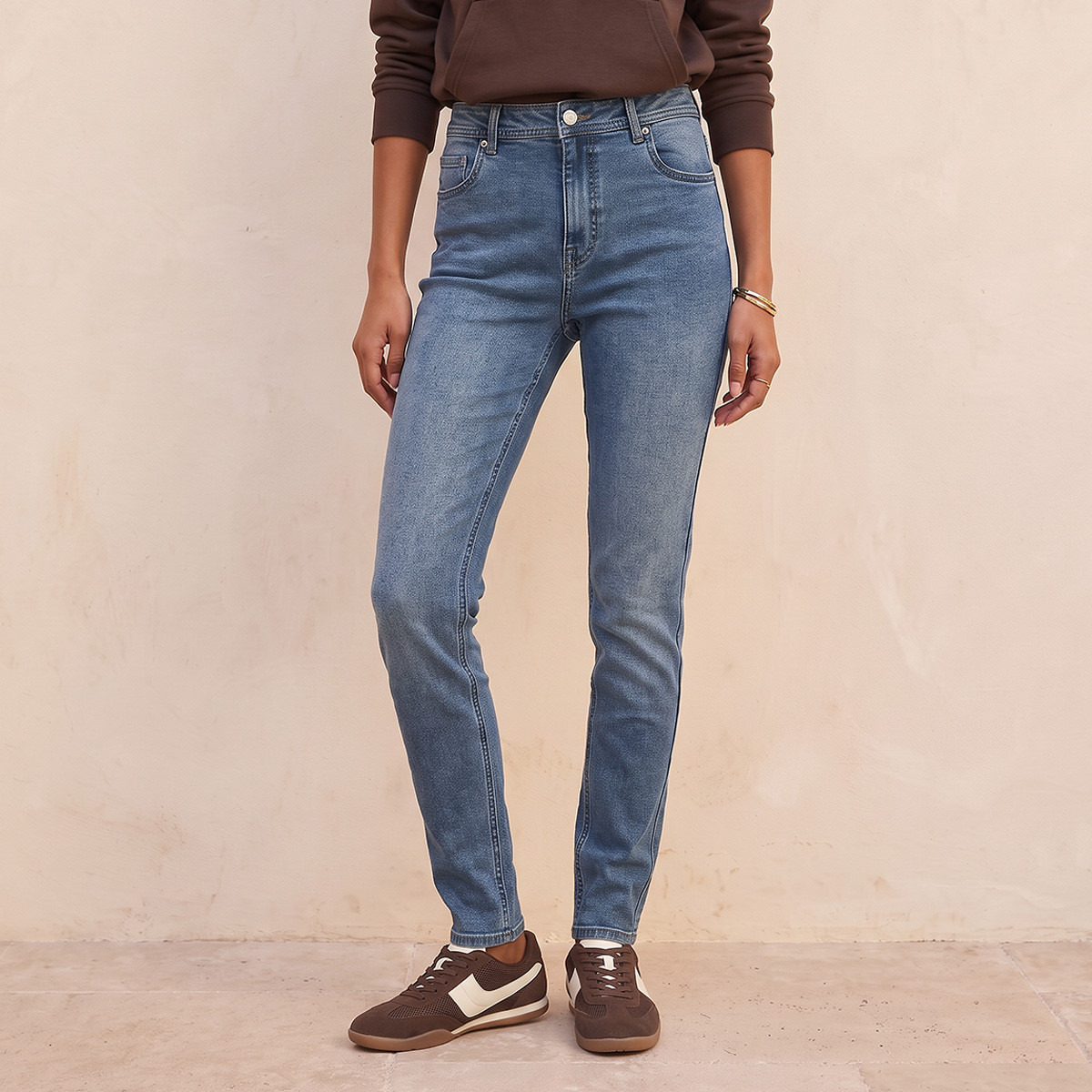بنطلون جينز بقصة سكيني وخصر عالي وجيوب من سبلاش فيف-women-clothing-bottoms-jeans-image-1
