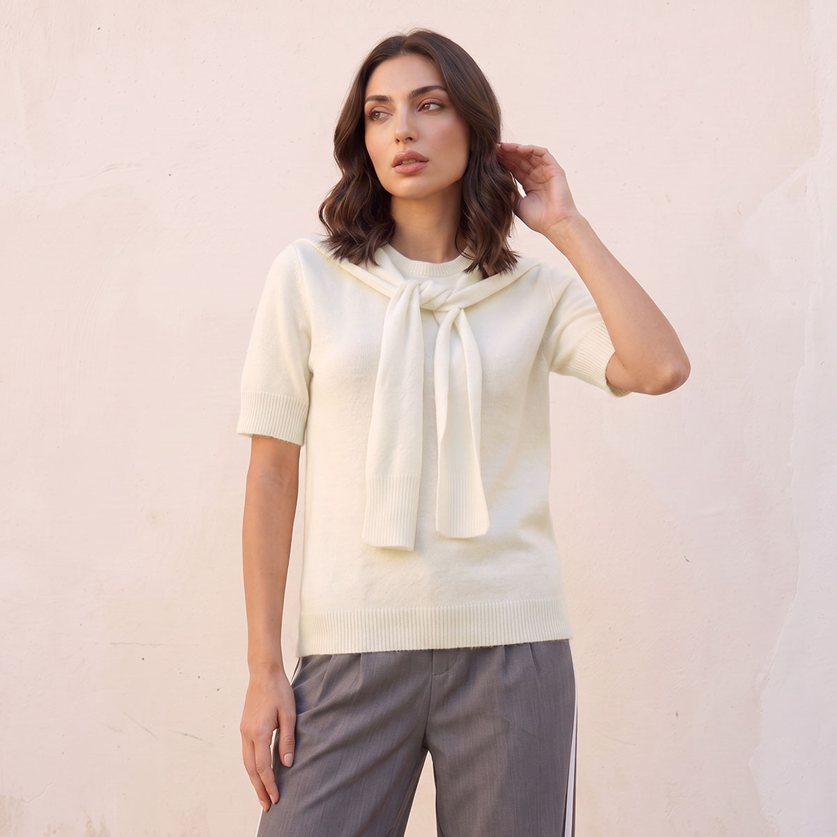 Splash Fav Tie Detail Textured Sweater-women-winterwear-cardigansandjumpers-jumpers-image-1