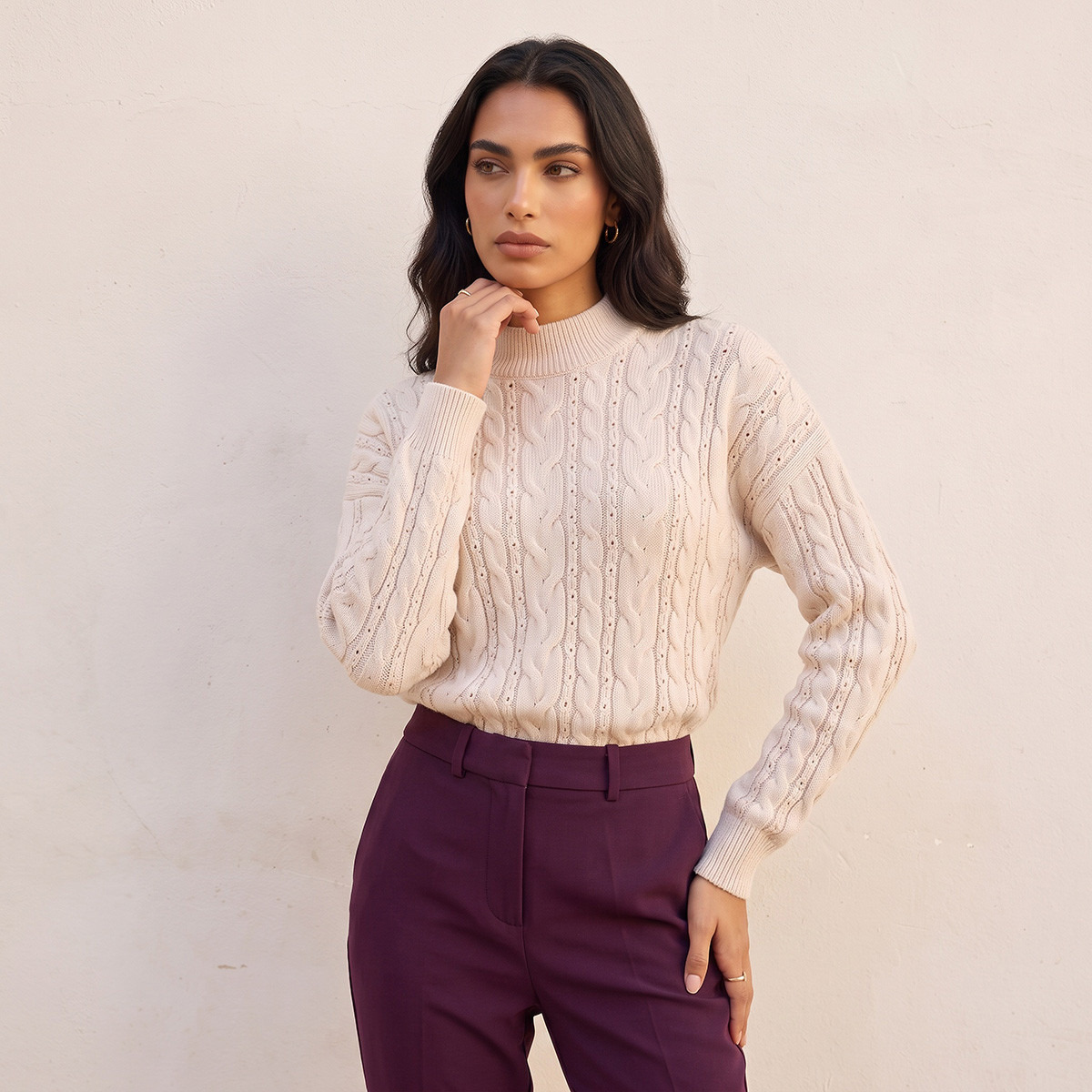 كنزة بياقة عالية ونقشات من فاف من سبلاش-women-winterwear-cardigansandjumpers-jumpers-image-1