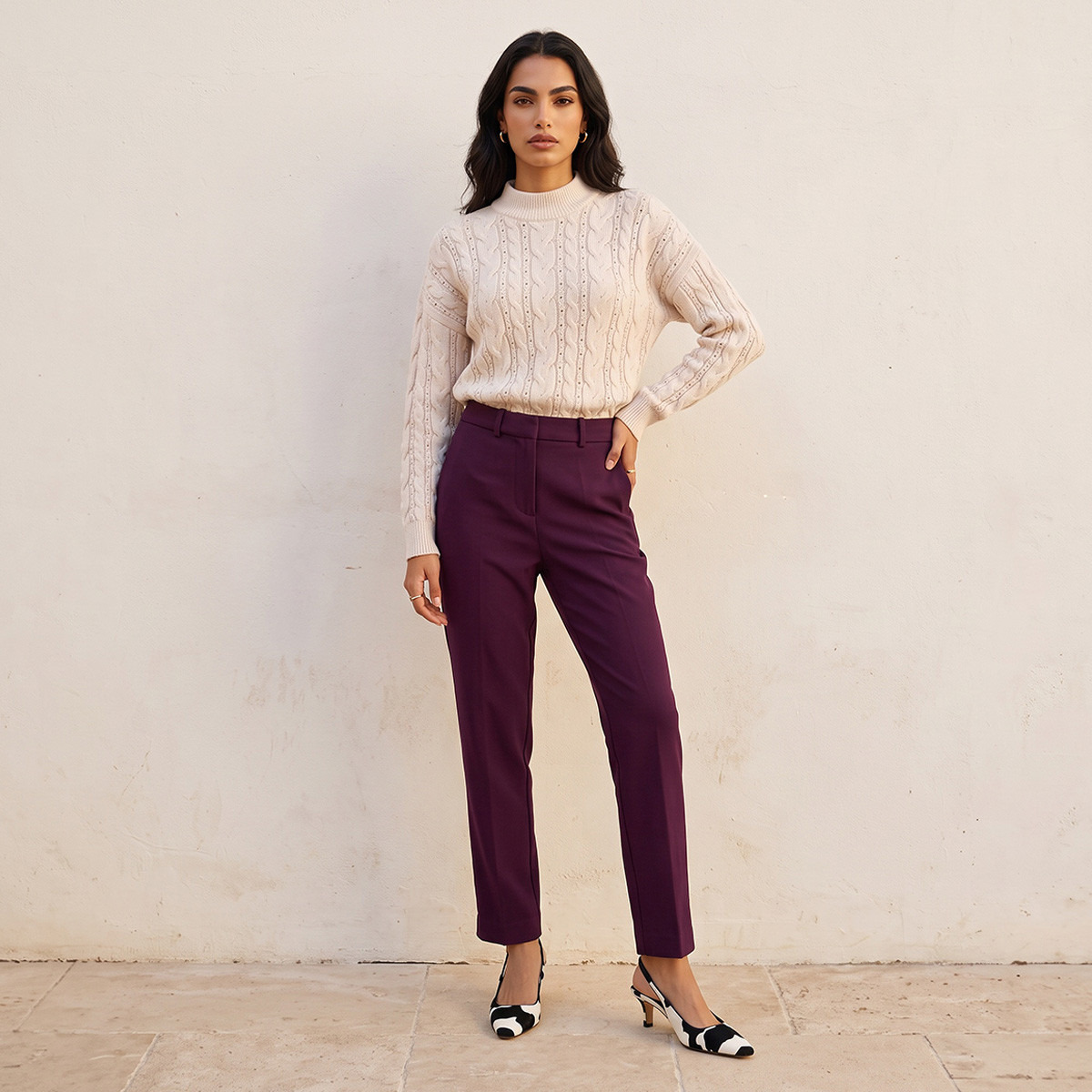 كنزة بياقة عالية ونقشات من فاف من سبلاش-women-winterwear-cardigansandjumpers-jumpers-image-2