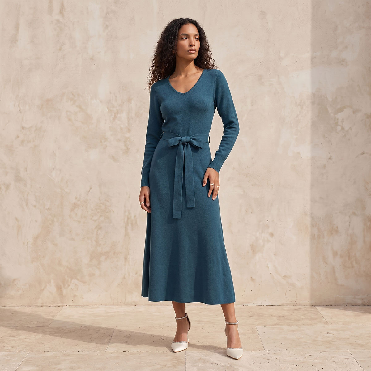 Splash Fav A-line Midi Dress with Tie-Up Belt-women-clothing-dresses-image-1