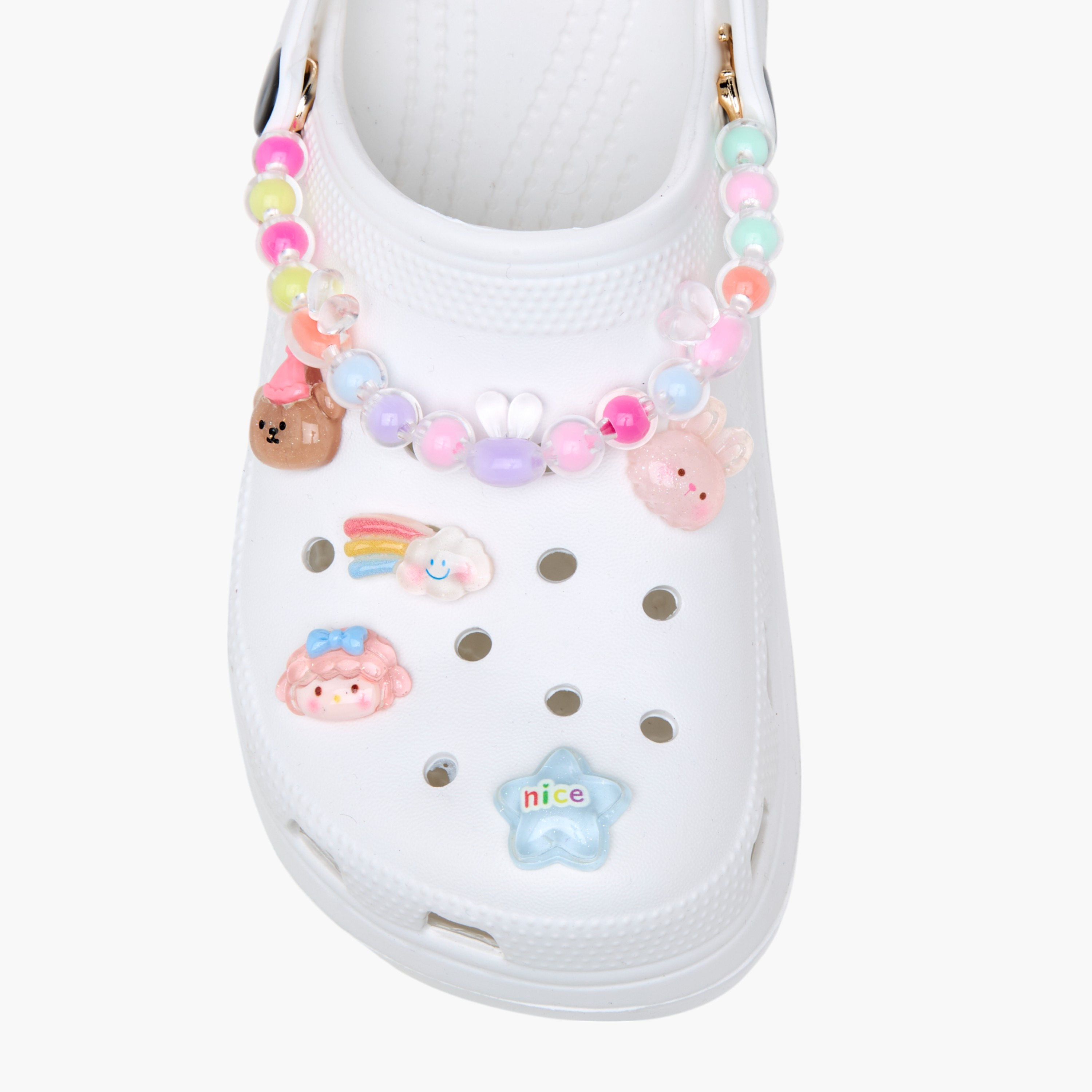 Aqua Applique Detail Clogs with Backstrap-girls-shoes-sandals-image-4