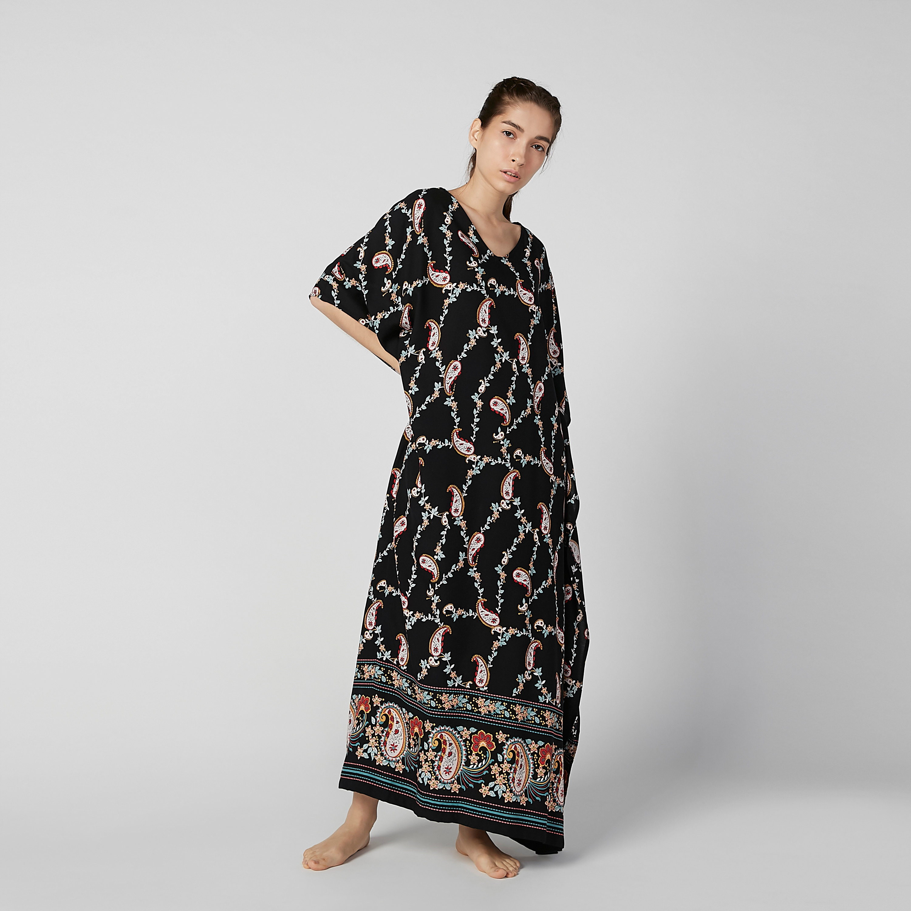 Buy Printed Maxi Kaftan Night Dress with 3/4 Sleeves | Splash KSA