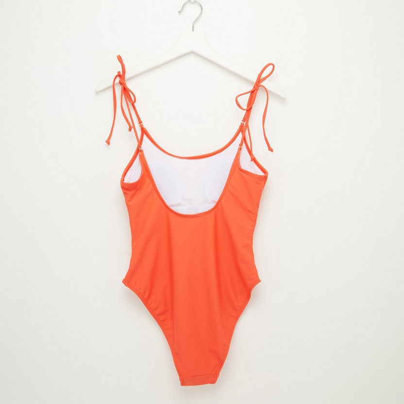 Plain Padded Swimsuit with Tie Up Straps-Swimsuits-image-2