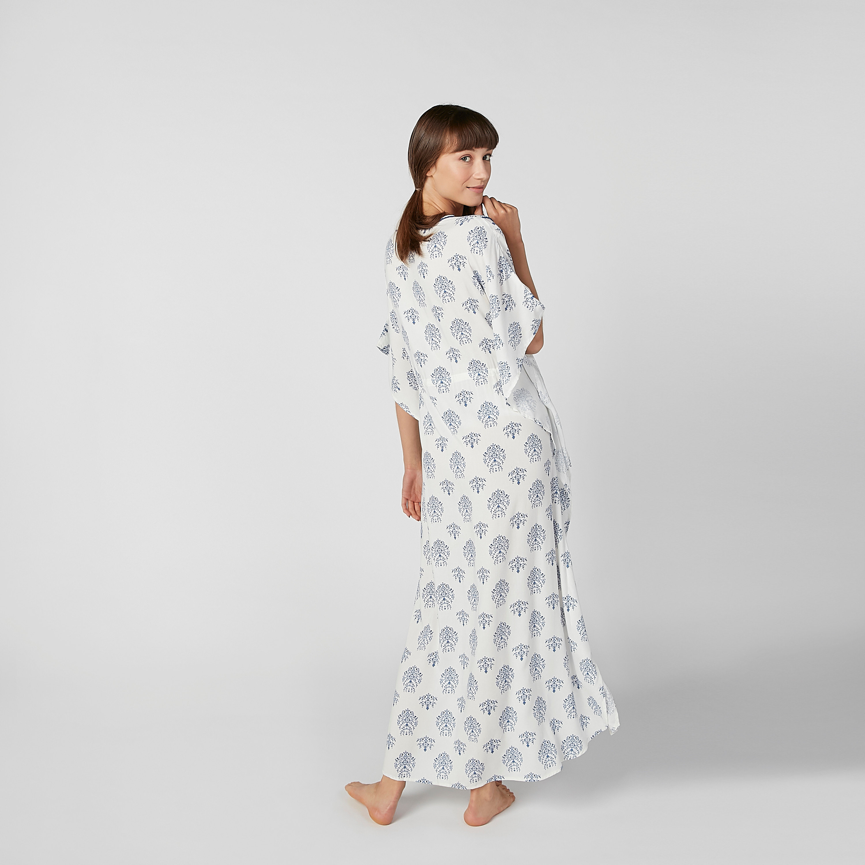 Printed Night Dress with Extended Sleeves and Tie Ups-women-clothing-nightwear-nighties-image-3