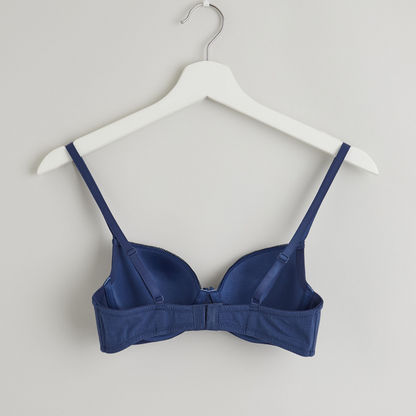 Plain Padded T-shirt Bra with Hook and Eye Closure