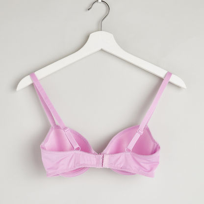 Solid Padded T-shirt Bra with Hook and Eye Closure