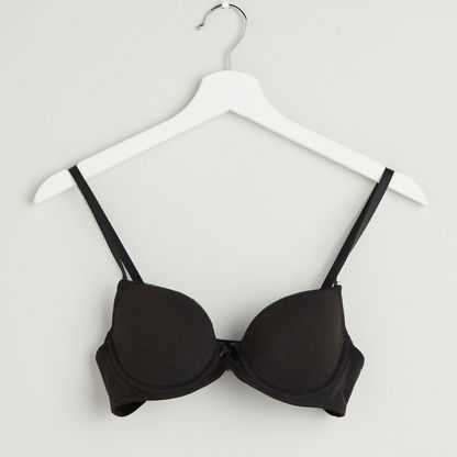 Plain Padded Plunge Bra with Hook and Eye Closure