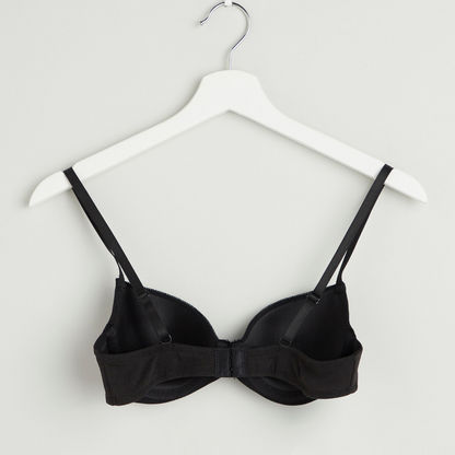 Plain Padded Plunge Bra with Hook and Eye Closure