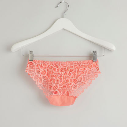 Lace Detail Bikini Briefs with Elasticised Waistband
