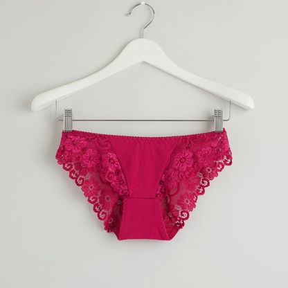 Lace Detail Hipster Briefs with Elasticised Waistband