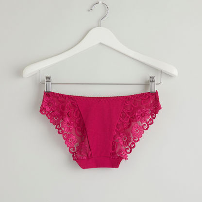 Lace Detail Hipster Briefs with Elasticised Waistband
