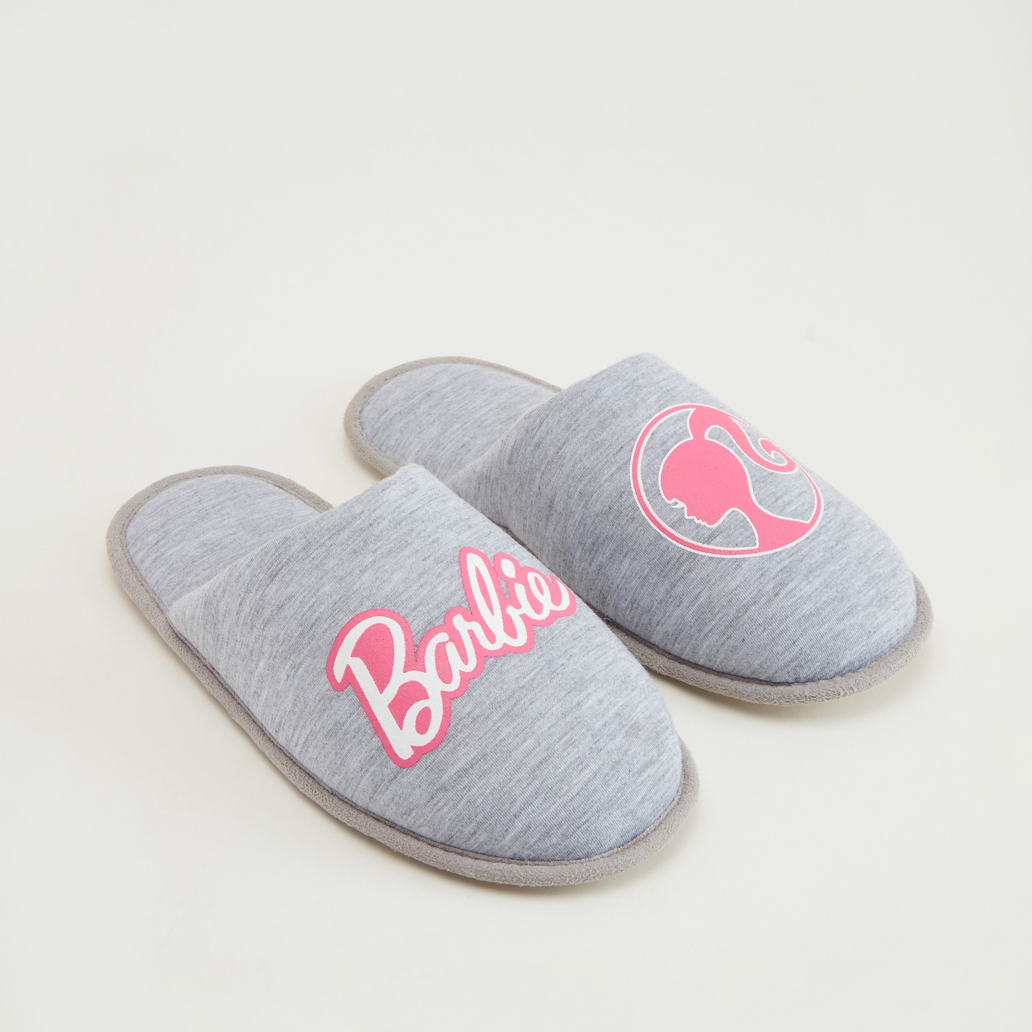 Shop Barbie Print Slip On Closed Toe Bedroom Slippers Online