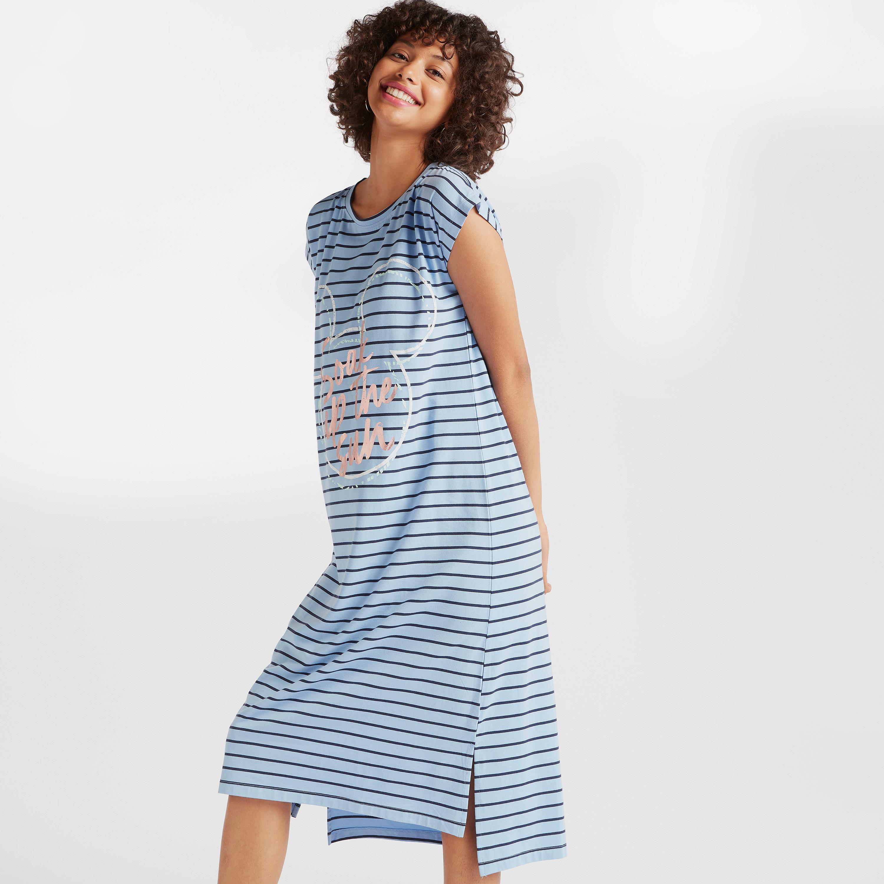 Buy Mickey Mouse Themed Striped Round Neck Night Dress Online | Centrepoint  Qatar