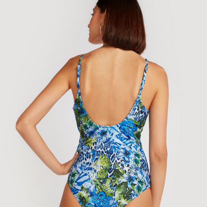All-Over Print Swimsuit with Adjustable Straps