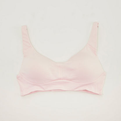 Solid Light Padded Demi Bra with Hook and Eye Closure