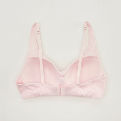 Solid Light Padded Demi Bra with Hook and Eye Closure