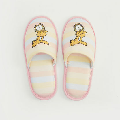 Garfield Print Striped Slip-On Bedroom Slippers
