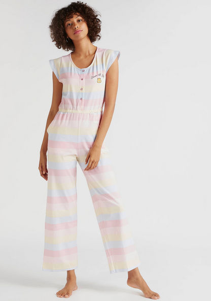 Striped Jumpsuit with Pockets and Cap Sleeves